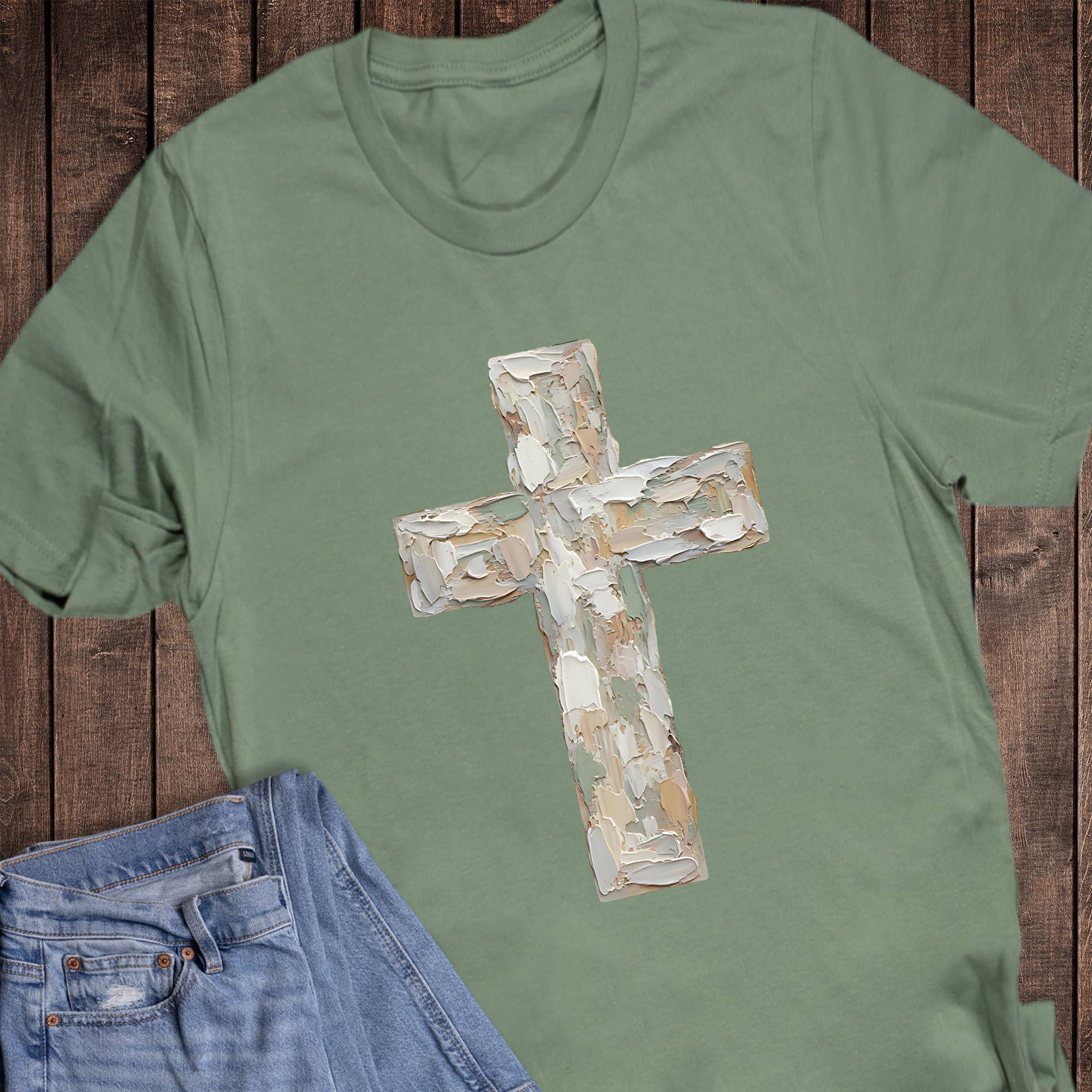 Faith Brushstroke Cross Neutral Graphic - Adult & Kids T-Shirts, Sweatshirts & Hoodies apparel design preview 1