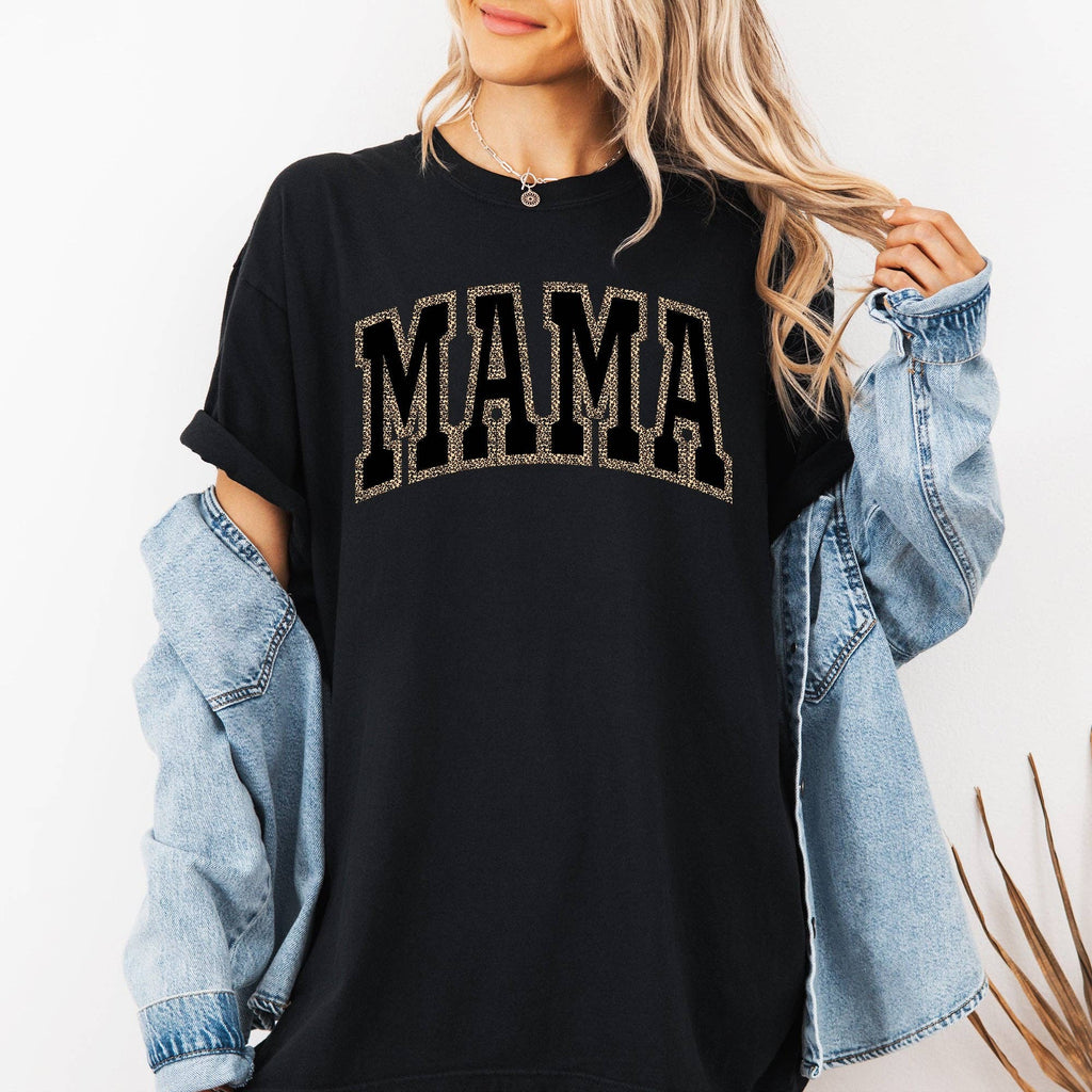 Mama, Black Leopard Vintage, Varsity, Mother's Day - Adult & Kids T-Shirts, Sweatshirts & Hoodies apparel design preview 1