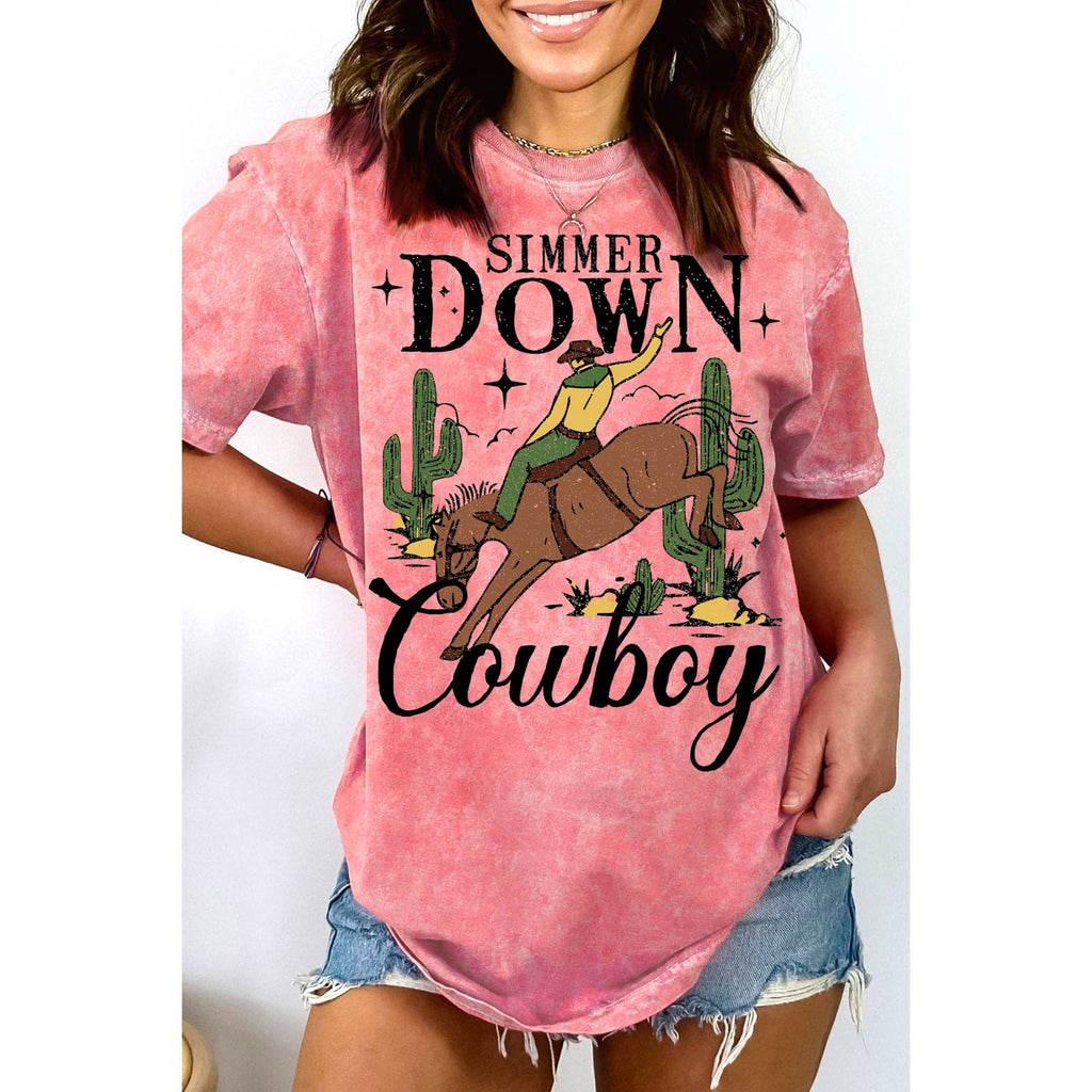 Simmer Down Cowboy Mineral Wash - Adult & Kids T-Shirts, Sweatshirts & Hoodies apparel design preview 1