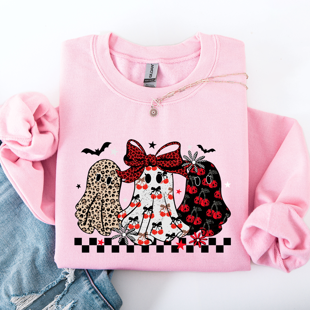 Retro Halloween Ghosts, Checkered, Pattern - Adult & Kids T-Shirts, Sweatshirts & Hoodies apparel design preview 1