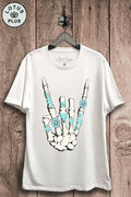 Skeleton Rock Hand Sign Graphic Top - Adult & Kids T-Shirts, Sweatshirts & Hoodies apparel design preview 1