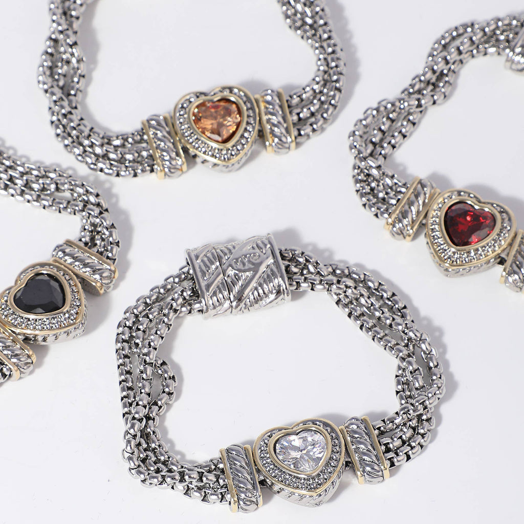 Cz Heart Charm 3 Layered Box Chain Bracelet - Adult & Kids T-Shirts, Sweatshirts & Hoodies apparel design preview 1