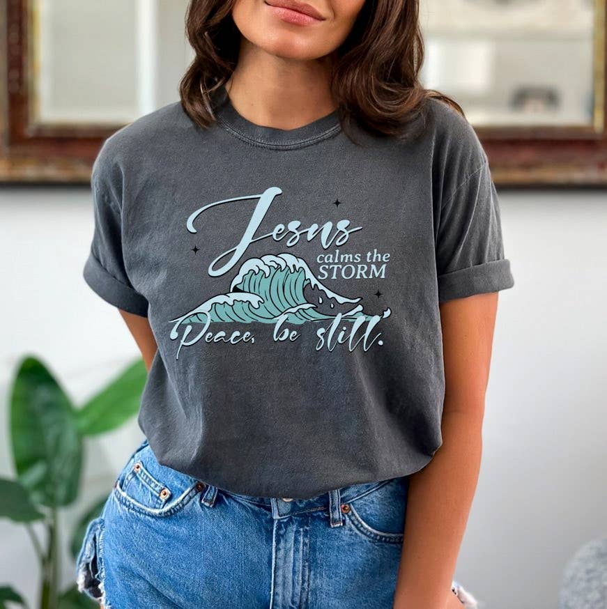 Jesus Calms the Storm - Adult & Kids T-Shirts, Sweatshirts & Hoodies apparel design preview 1