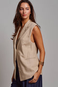 Linen Blend Tailored Notched Lapel Vest - Adult & Kids T-Shirts, Sweatshirts & Hoodies apparel design preview 1