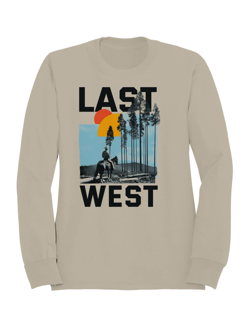 Last West Cowboy At Sunset Men's - Adult & Kids T-Shirts, Sweatshirts & Hoodies apparel design preview 1