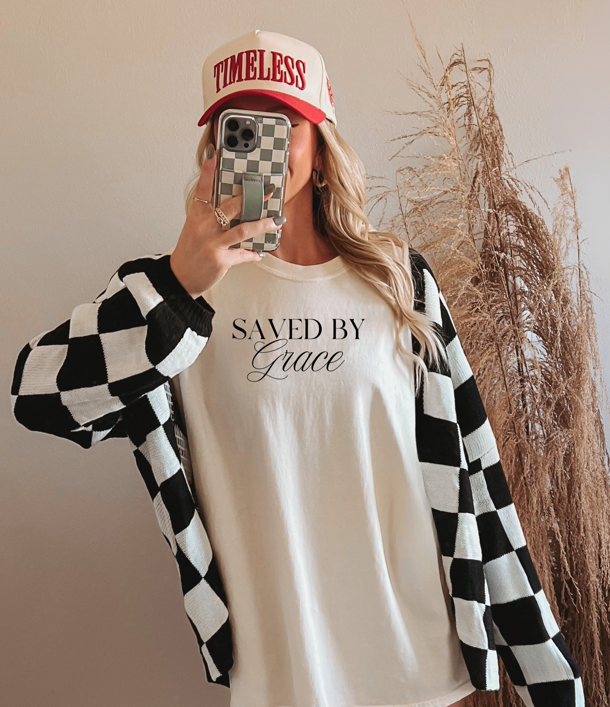 Saved By Grace Comfort Colors Religious Christian - Adult & Kids T-Shirts, Sweatshirts & Hoodies apparel design preview 1