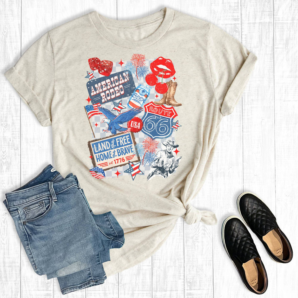 Western 4th of July Collage Graphic - Adult & Kids T-Shirts, Sweatshirts & Hoodies apparel design preview 1