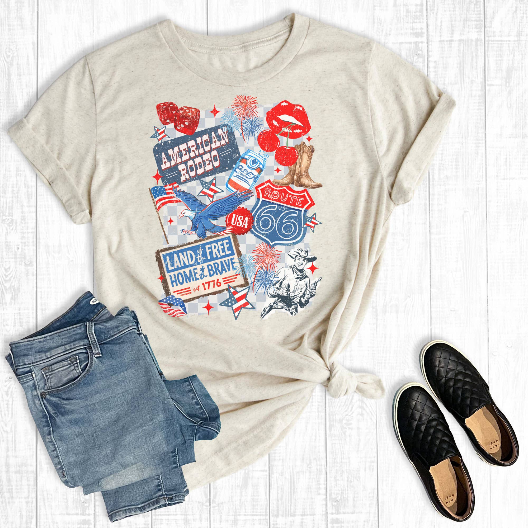 Western 4th of July Collage Graphic - Adult & Kids T-Shirts, Sweatshirts & Hoodies apparel design preview 1
