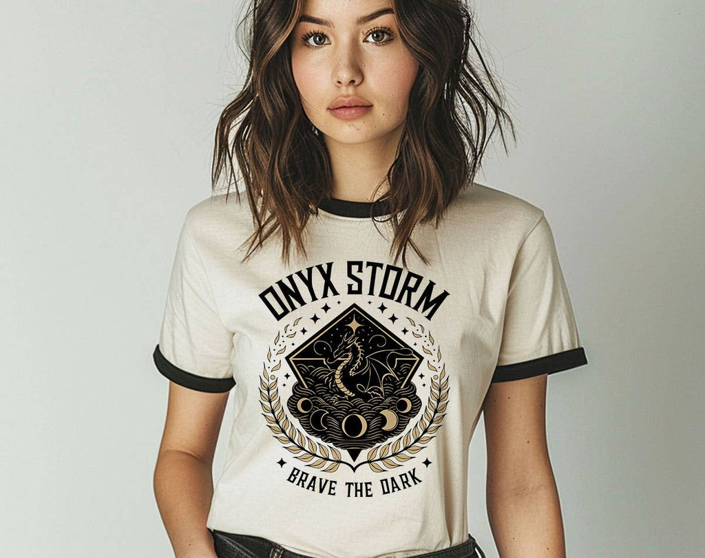 Onyx Storm Fourth Wing Book Inspired Ringer - Adult & Kids T-Shirts, Sweatshirts & Hoodies apparel design preview 1