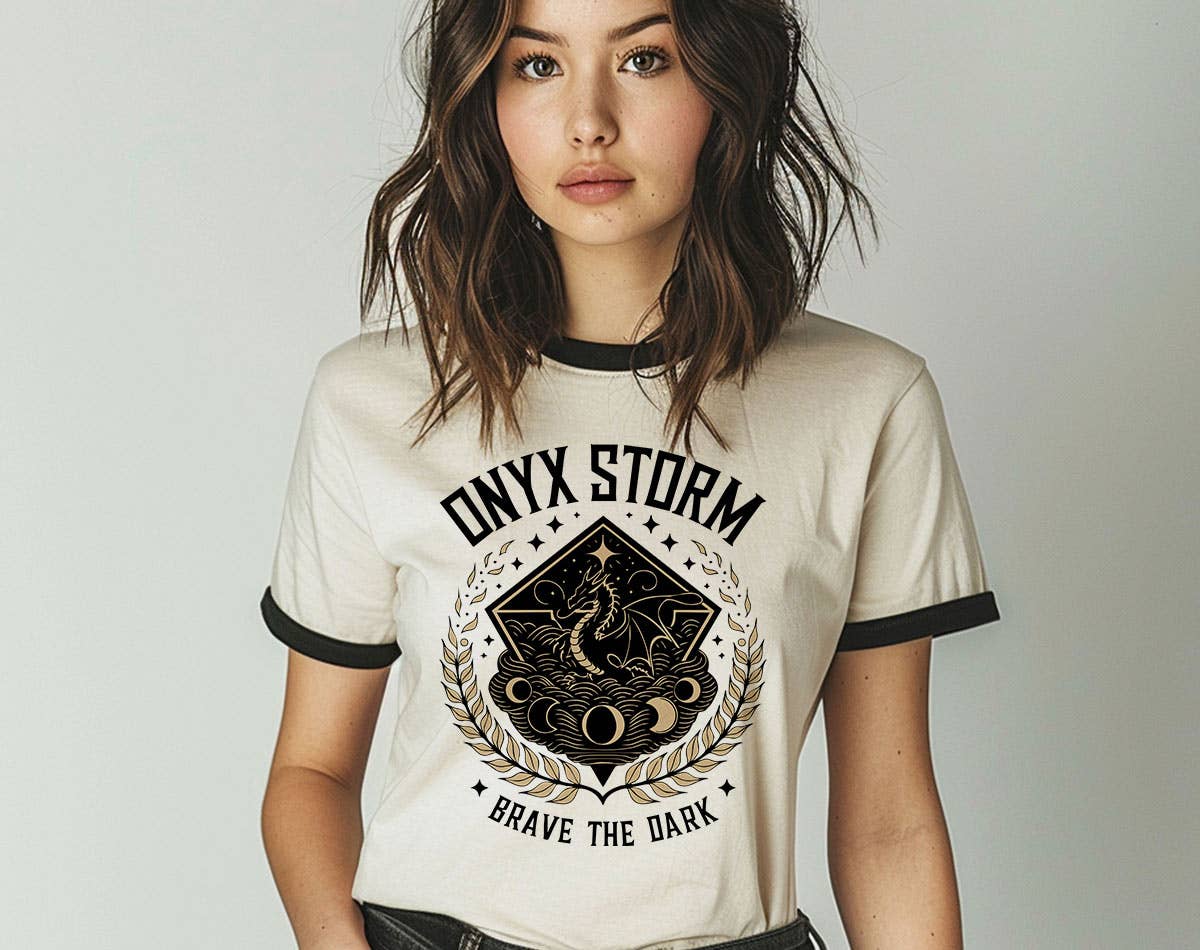 Onyx Storm Fourth Wing Book Inspired Ringer - Adult & Kids T-Shirts, Sweatshirts & Hoodies apparel design preview 1