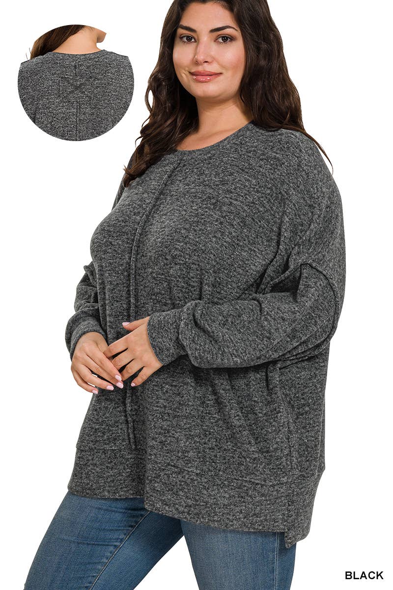 ...1215 Plus Brushed Melange Hacci Oversized Sweater - Adult & Kids T-Shirts, Sweatshirts & Hoodies apparel design preview 1