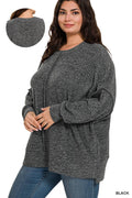 ...1215 Plus Brushed Melange Hacci Oversized Sweater - Adult & Kids T-Shirts, Sweatshirts & Hoodies apparel design preview 1