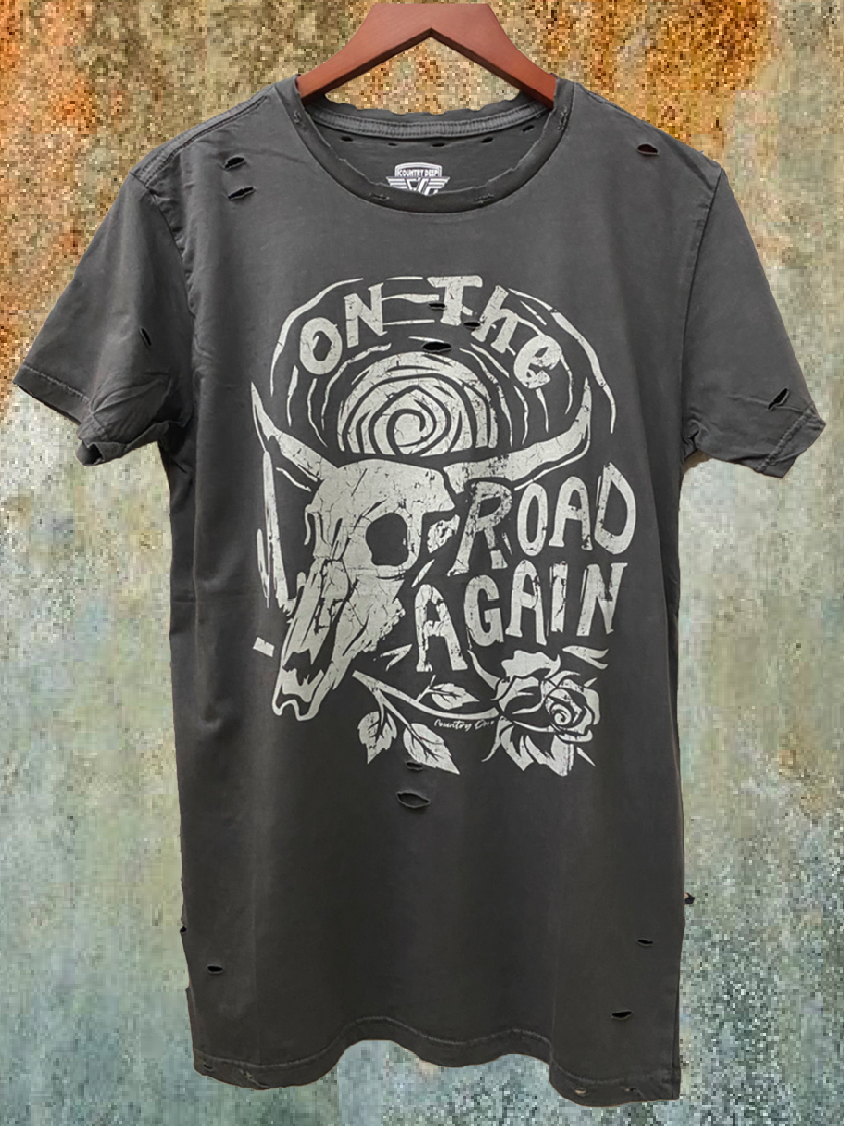 On the Road Again Distressed - Adult & Kids T-Shirts, Sweatshirts & Hoodies apparel design preview 1