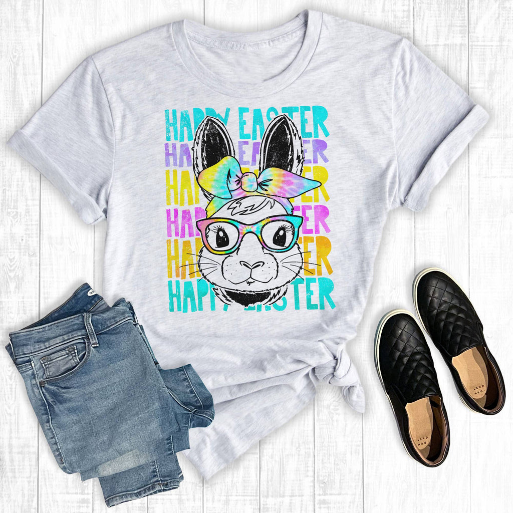 Happy Easter Tie Dye Bunny Ash - Adult & Kids T-Shirts, Sweatshirts & Hoodies apparel design preview 1