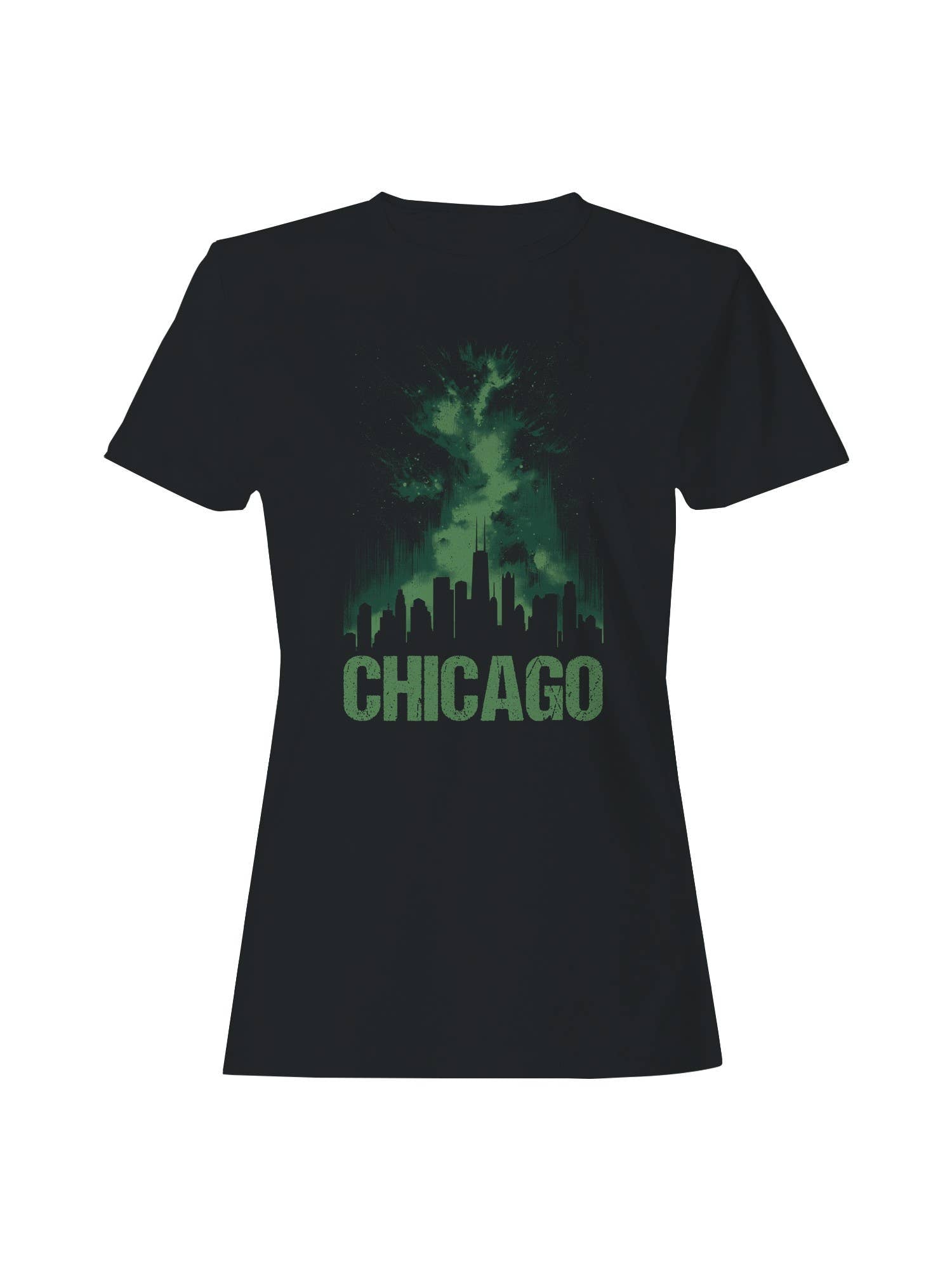 Chicago Skyline with Cosmic Splash Women's - Adult & Kids T-Shirts, Sweatshirts & Hoodies apparel design preview 1