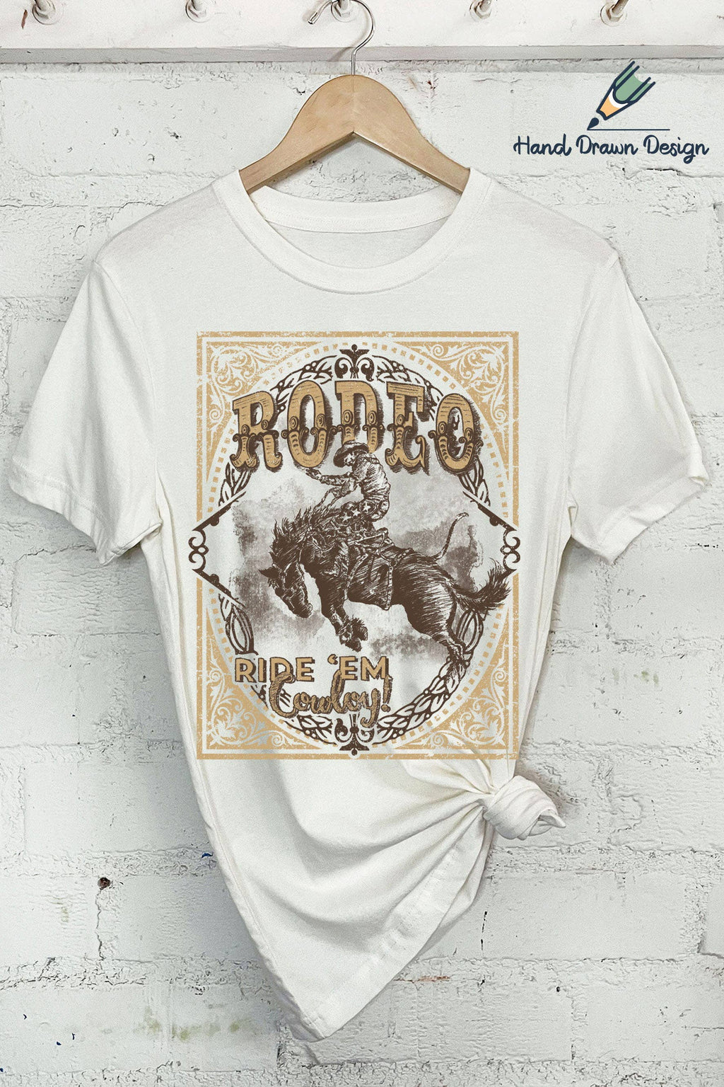 Rodeo Cowboy-Hand Drawn - Adult & Kids T-Shirts, Sweatshirts & Hoodies apparel design preview 1