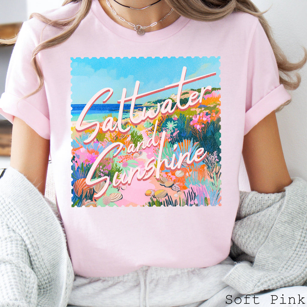 Saltwater Sun Graphic Summer 2025 Bella Canvas - Adult & Kids T-Shirts, Sweatshirts & Hoodies apparel design preview 1