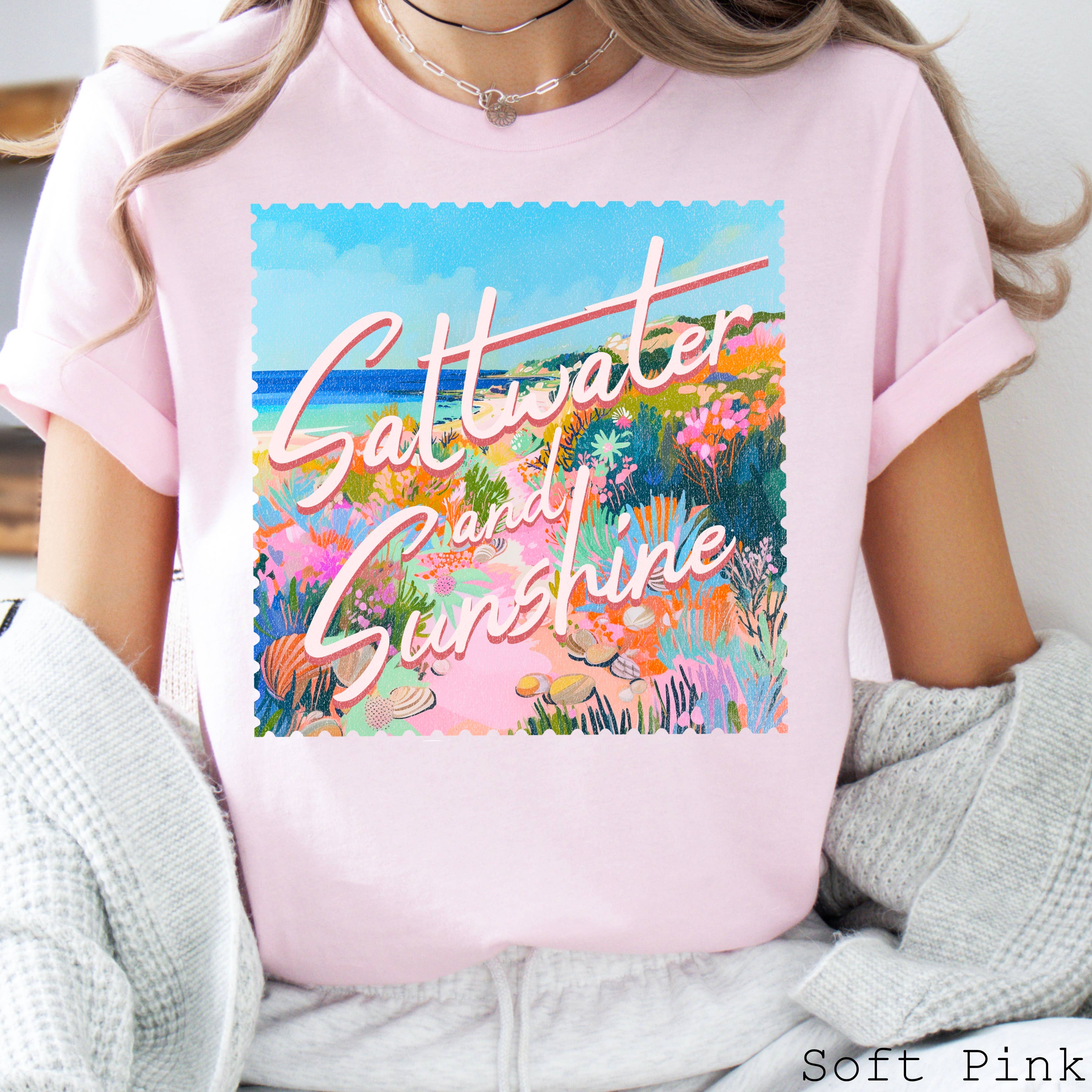 Saltwater Sun Graphic Summer 2025 Bella Canvas - Adult & Kids T-Shirts, Sweatshirts & Hoodies apparel design preview 1