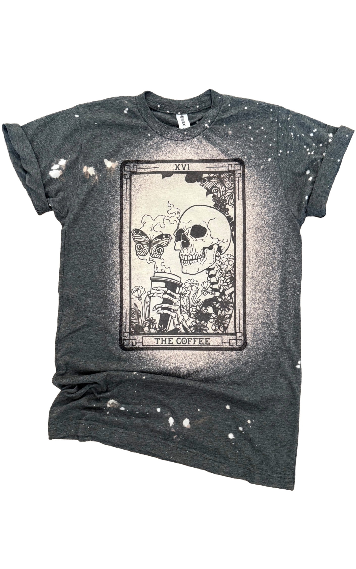 The Coffee Skeleton Tarot Card Bleached - Adult & Kids T-Shirts, Sweatshirts & Hoodies apparel design preview 1