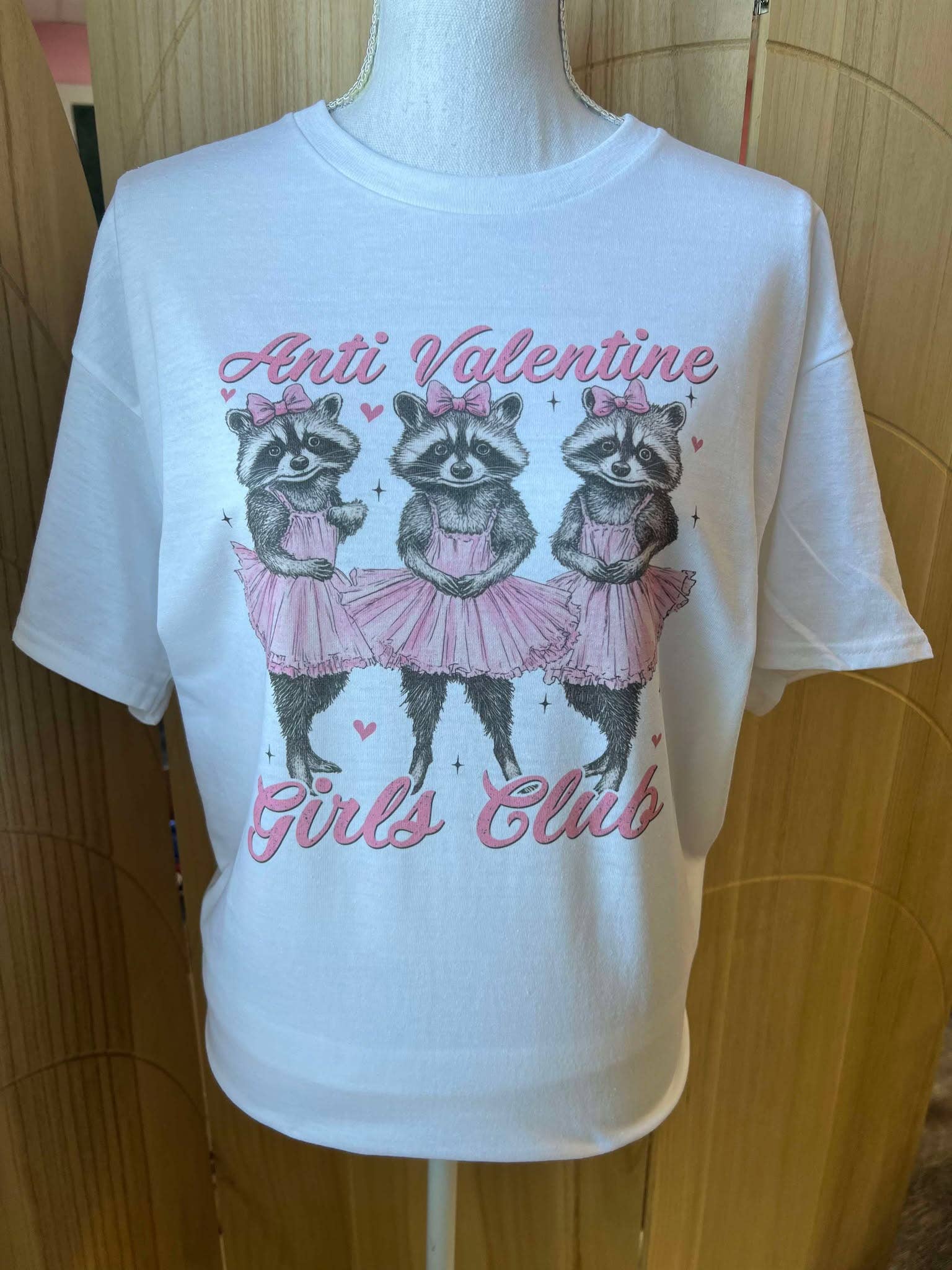 Anti-Valentine Girls Club Ballerina Raccoons On White - Adult & Kids T-Shirts, Sweatshirts & Hoodies apparel design preview 1