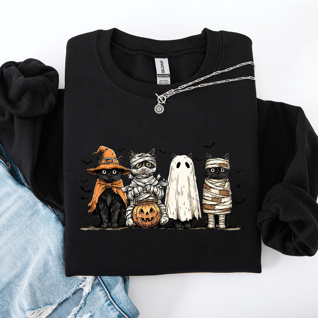 Black Cats Pumpkin, Ghost Halloween, Gothic Mama, - Adult & Kids T-Shirts, Sweatshirts & Hoodies apparel design preview 1