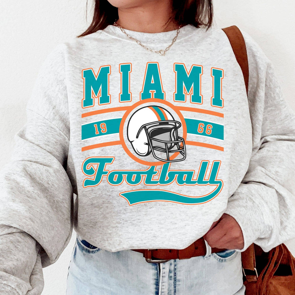 Vintage Miami Dolphins Football Retro Crew Neck - Adult & Kids T-Shirts, Sweatshirts & Hoodies apparel design preview 1