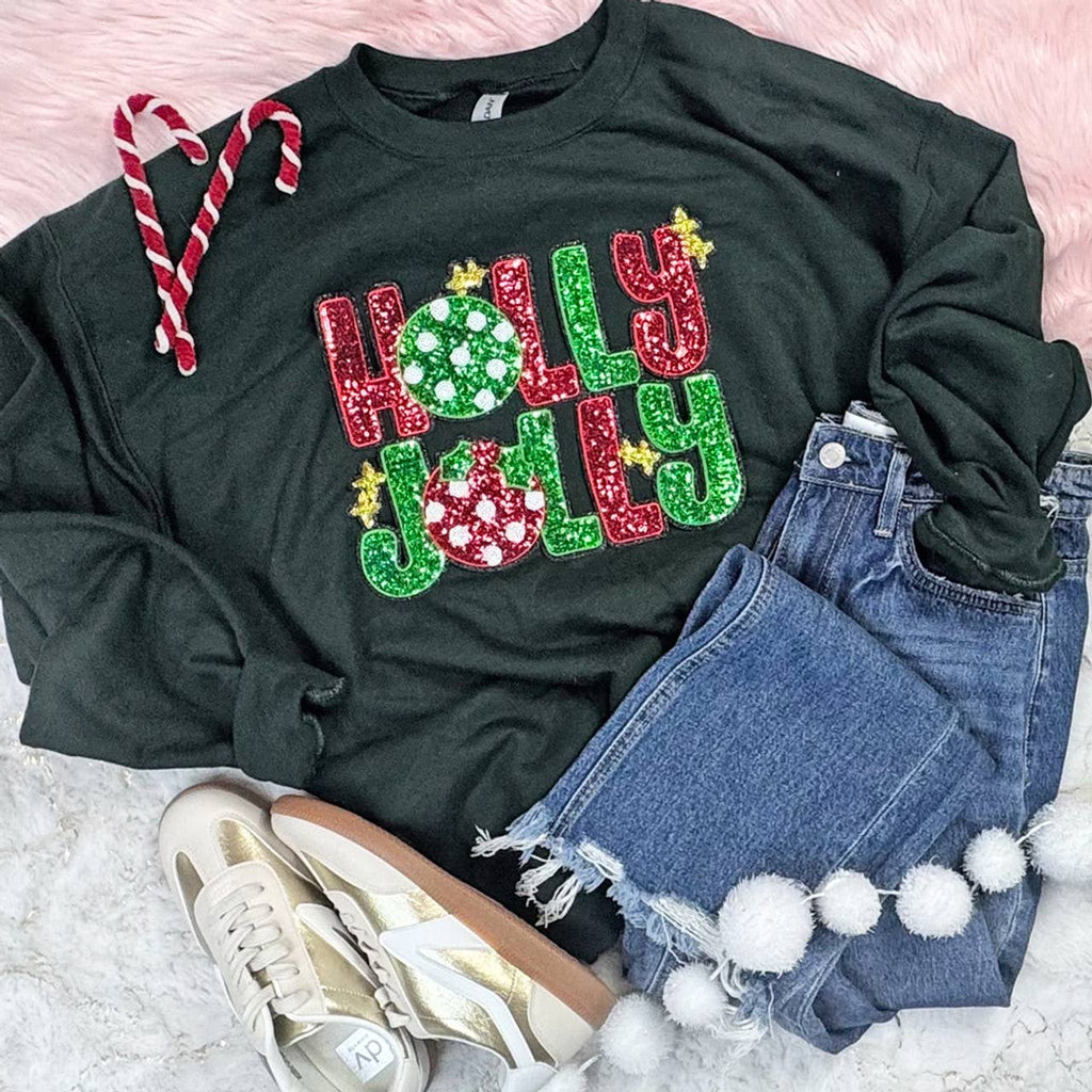 Holly Jolly Sequin - Adult & Kids T-Shirts, Sweatshirts & Hoodies apparel design preview 1