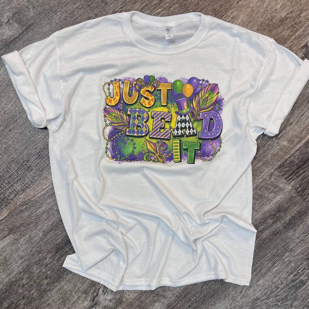 Just Bead It Mardi Gras On White - Adult & Kids T-Shirts, Sweatshirts & Hoodies apparel design preview 1