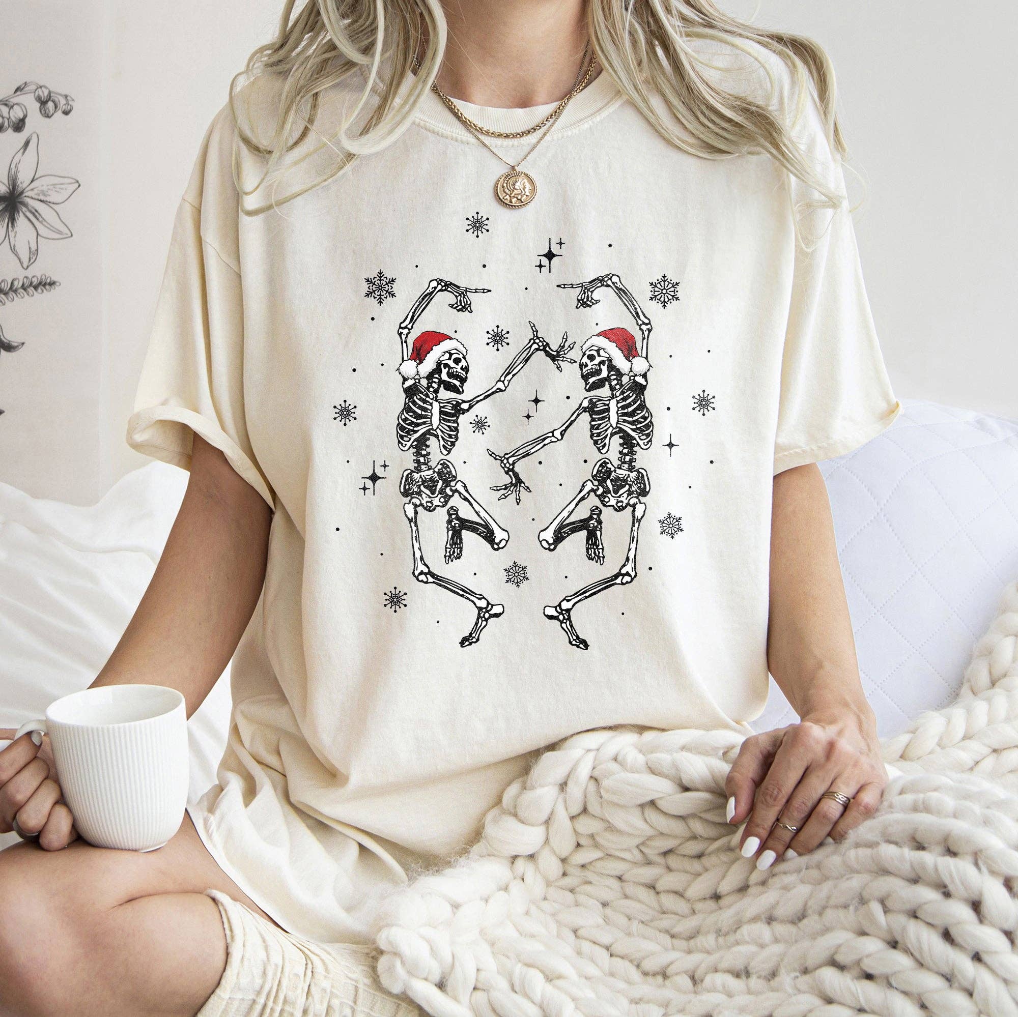 Dancing Skeletons, Christmas, Winter, Snowflakes, - Adult & Kids T-Shirts, Sweatshirts & Hoodies apparel design preview 1