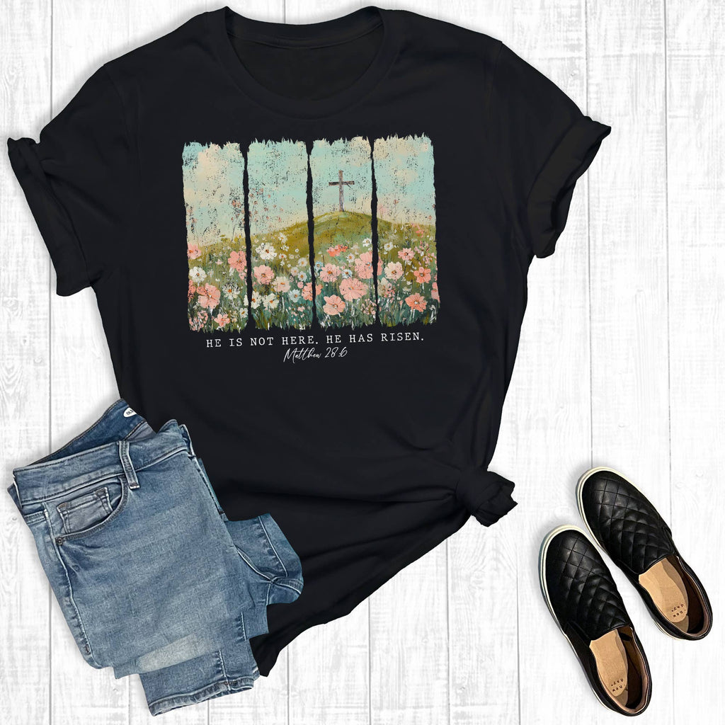 Retro He Is Risen Cross Graphic - Adult & Kids T-Shirts, Sweatshirts & Hoodies apparel design preview 1