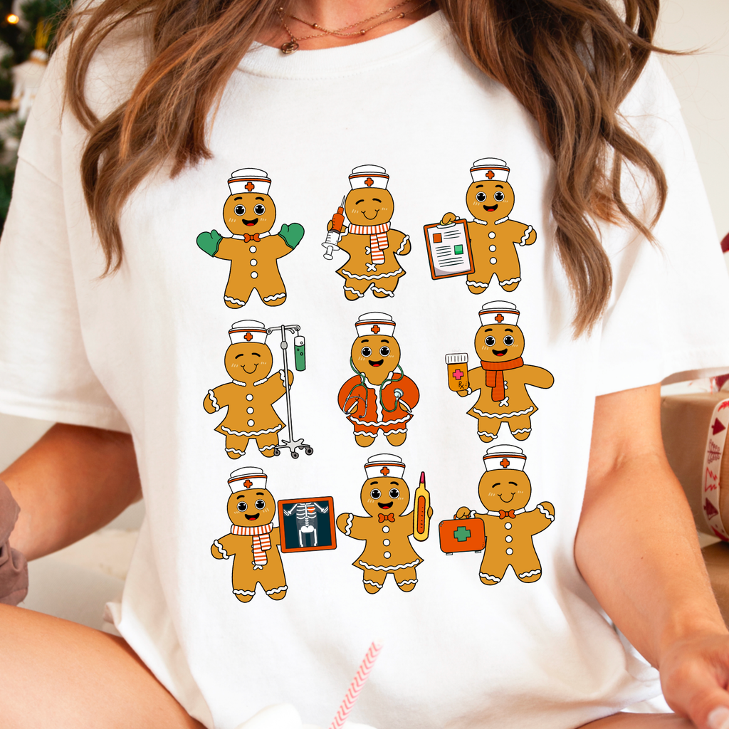 Nurse Gingerbread Cookies Christmas Gildan Graphic - Adult & Kids T-Shirts, Sweatshirts & Hoodies apparel design preview 1
