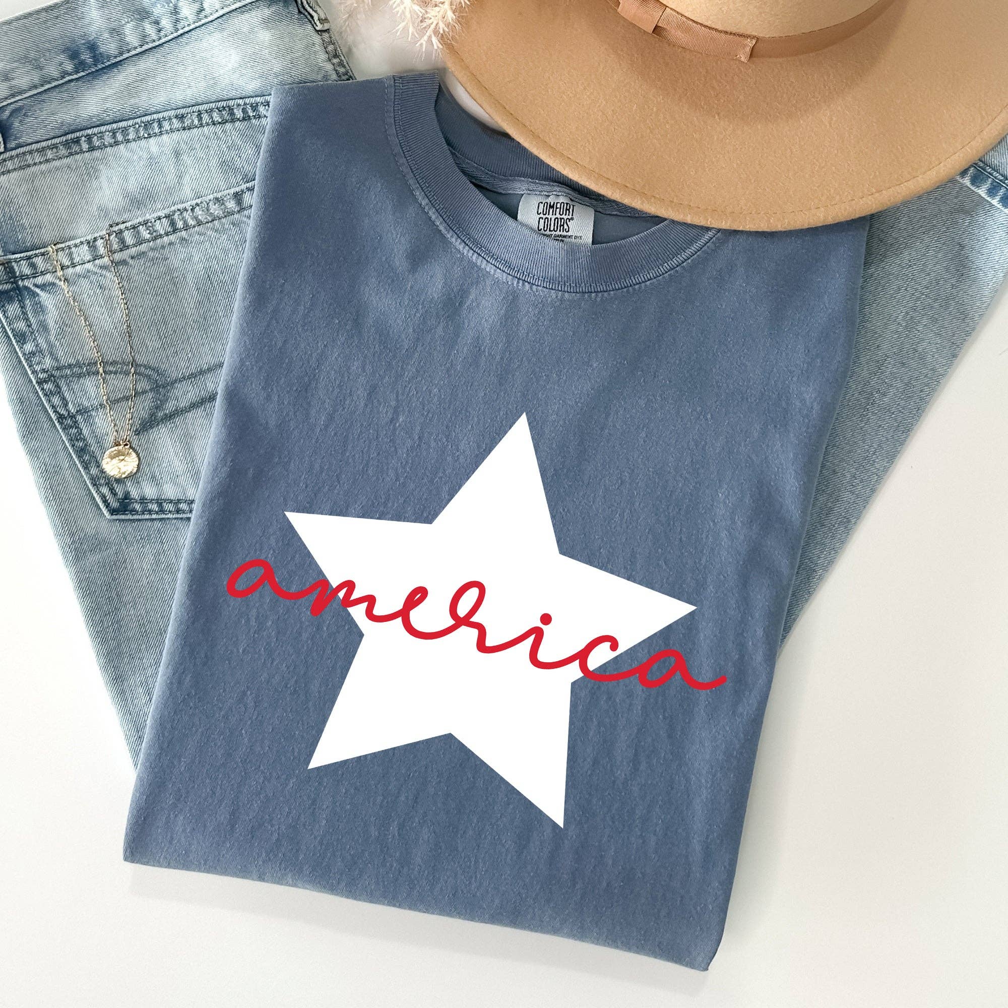 Retro America Star, Red White Blue, 4th of July - Adult & Kids T-Shirts, Sweatshirts & Hoodies apparel design preview 1