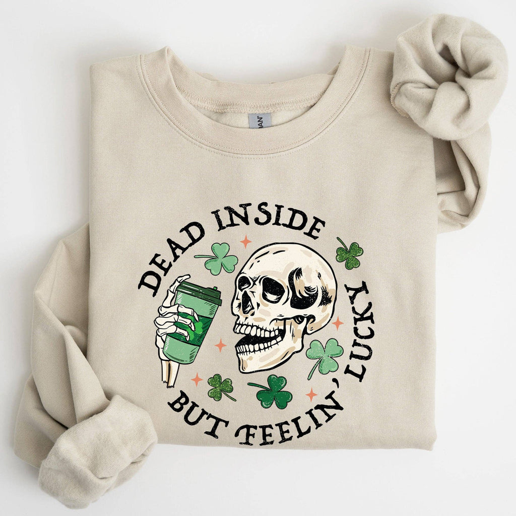 Dead Inside But Feeling Lucky, St Patrick's Day - Adult & Kids T-Shirts, Sweatshirts & Hoodies apparel design preview 1