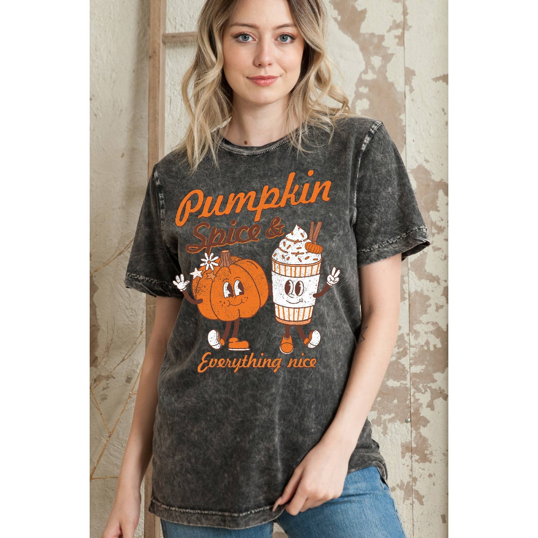 Pumpkin Sprice and Everything Nice Mineral Wash - Adult & Kids T-Shirts, Sweatshirts & Hoodies apparel design preview 1