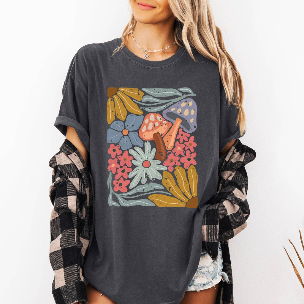 Retro Flowers, Mushrooms, Floral Comfort Colors - Adult & Kids T-Shirts, Sweatshirts & Hoodies apparel design preview 1