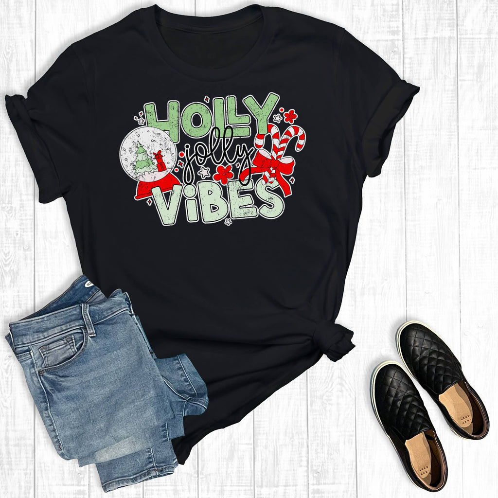 Christmas Holly Jolly Vibes Graphic - Adult & Kids T-Shirts, Sweatshirts & Hoodies apparel design preview 1