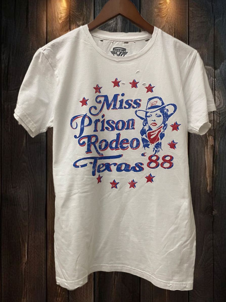 Miss Prison Rodeo Texas 1988 Vintage Distressed - Adult & Kids T-Shirts, Sweatshirts & Hoodies apparel design preview 1