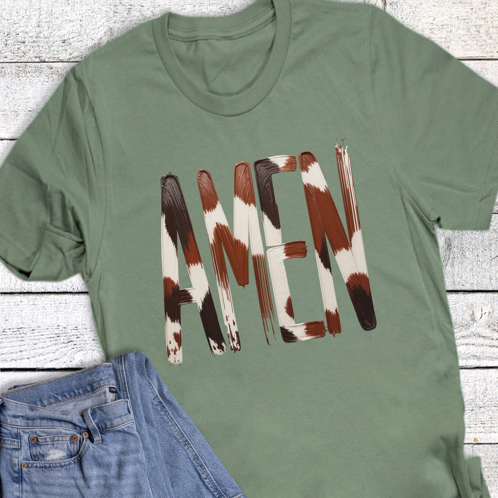 Faith Western Cow Print Amen Graphic - Adult & Kids T-Shirts, Sweatshirts & Hoodies apparel design preview 1