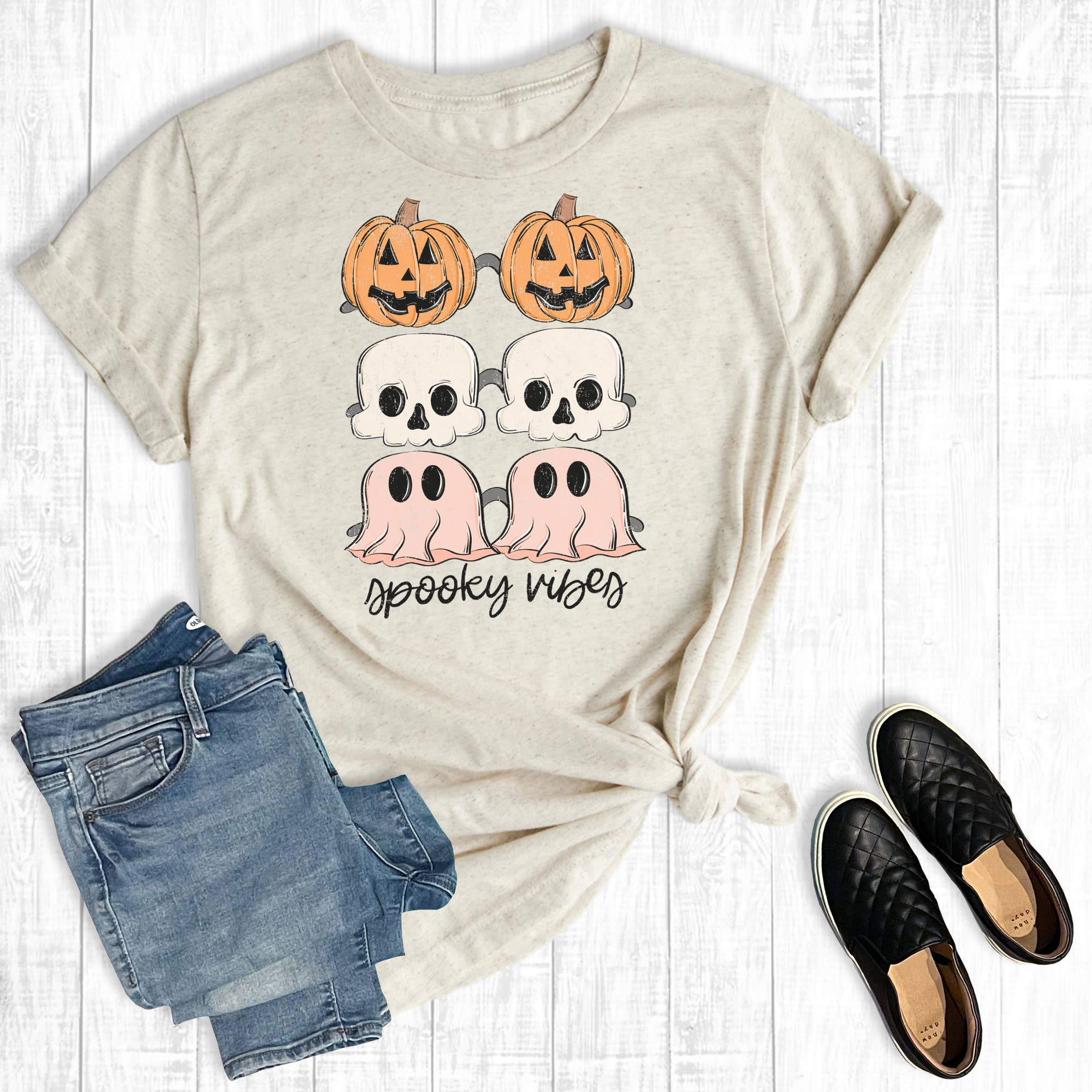 Halloween Spooky Vibes Graphic - Adult & Kids T-Shirts, Sweatshirts & Hoodies apparel design preview 1