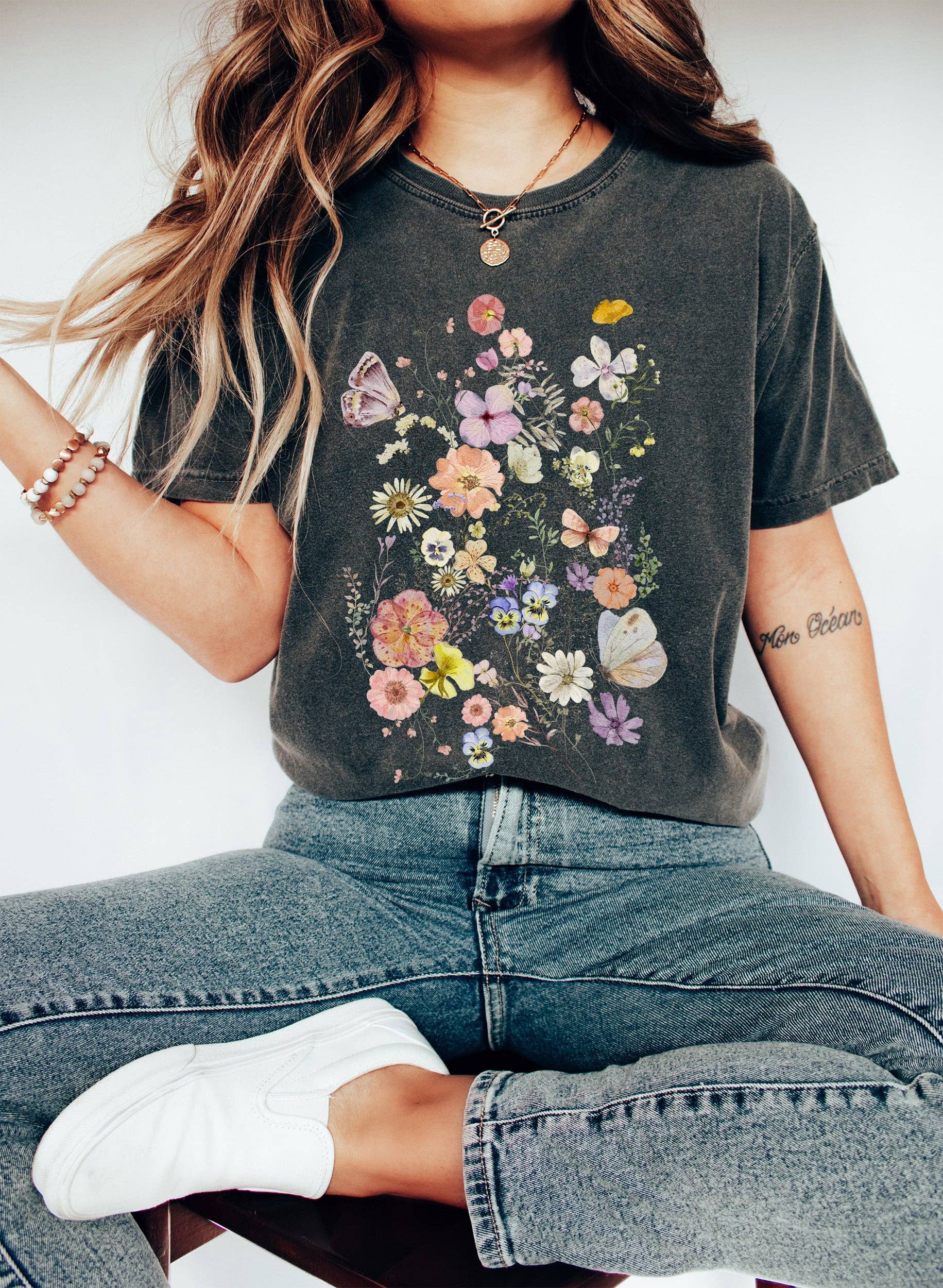 Chic Wildflowers Floral Vintage - Adult & Kids T-Shirts, Sweatshirts & Hoodies apparel design preview 1