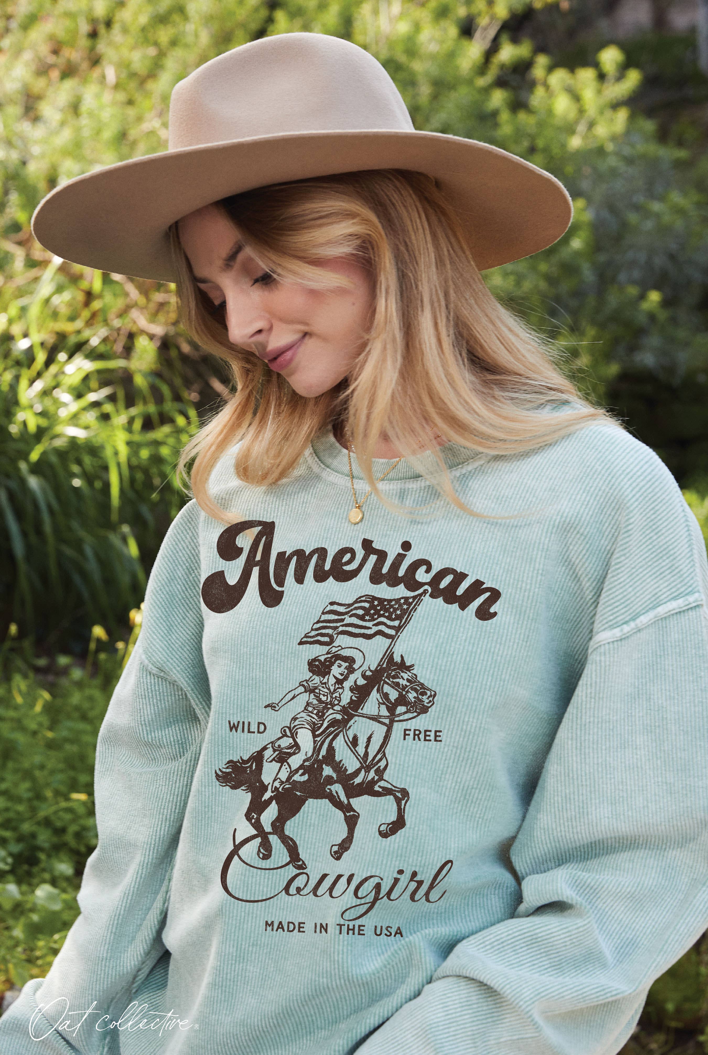 American Cowgirl Thermal Vintage - Adult & Kids T-Shirts, Sweatshirts & Hoodies apparel design preview 1