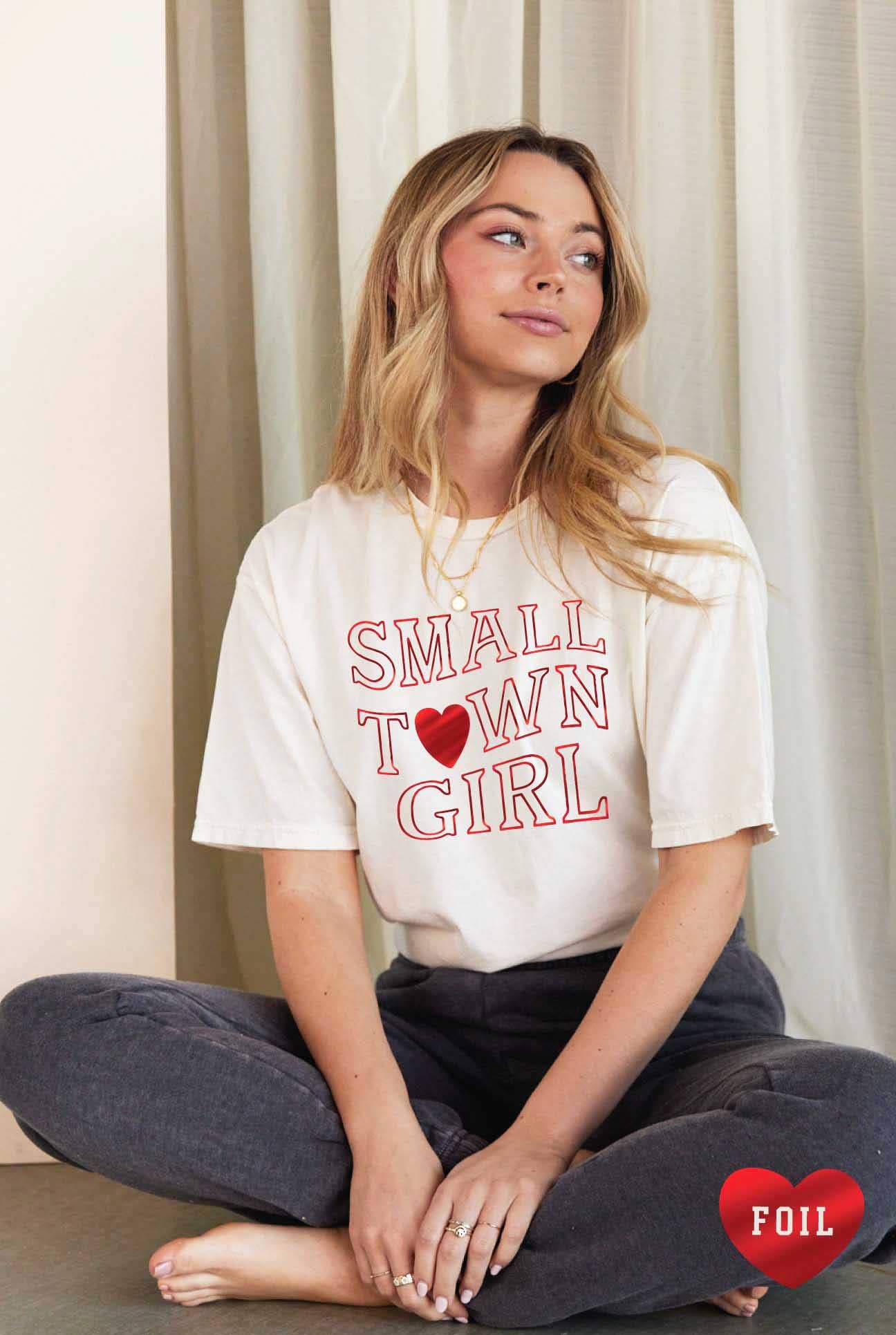 Small Town Girl Foil Mineral Washed Graphic Top - Adult & Kids T-Shirts, Sweatshirts & Hoodies apparel design preview 1