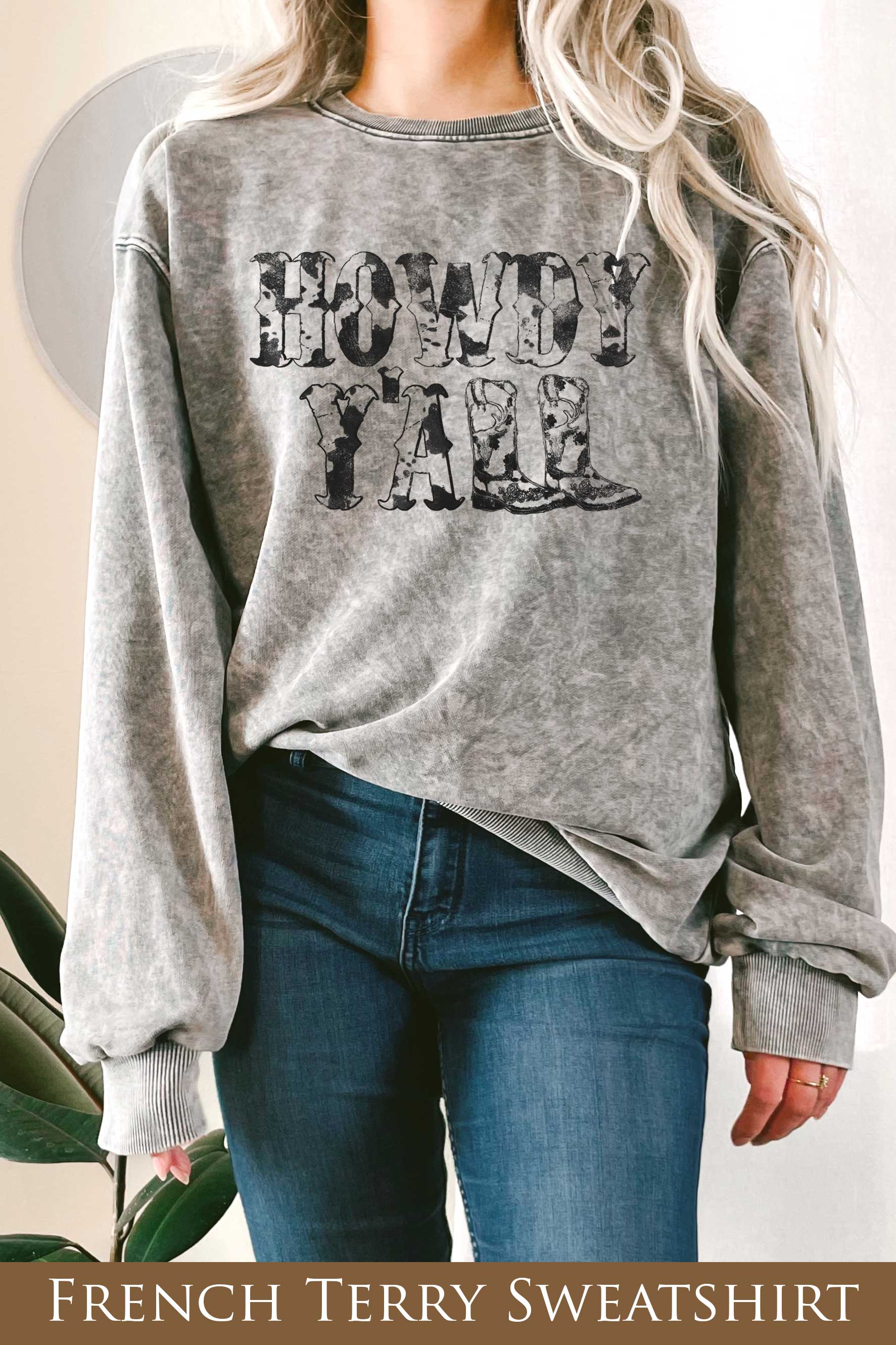 Howdy Y'all Boots Mineral Graphix Terry - Adult & Kids T-Shirts, Sweatshirts & Hoodies apparel design preview 1