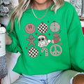 Retro Santa, Christmas, Peace, Snowflake - Adult & Kids T-Shirts, Sweatshirts & Hoodies apparel design preview 1