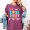 Kindergarten, Teacher Back To School Checkered, Bow, - Adult & Kids T-Shirts, Sweatshirts & Hoodies apparel design preview 1