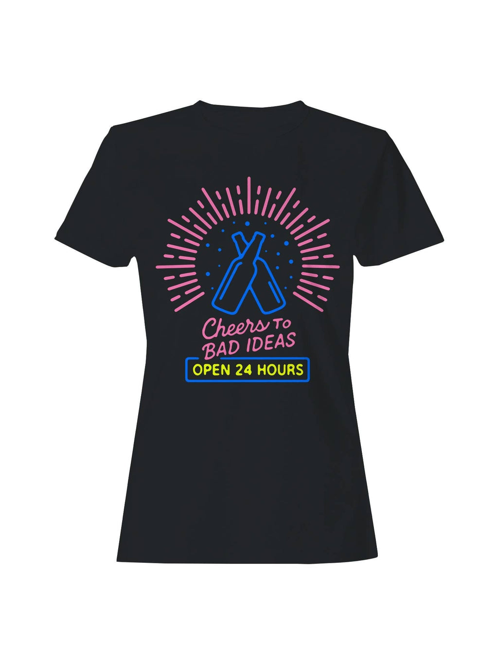 Cheers To Bad Ideas Neon Art Women's - Adult & Kids T-Shirts, Sweatshirts & Hoodies apparel design preview 1