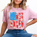 Retro Flower Flag, Fourth of July, America USA - Adult & Kids T-Shirts, Sweatshirts & Hoodies apparel design preview 1