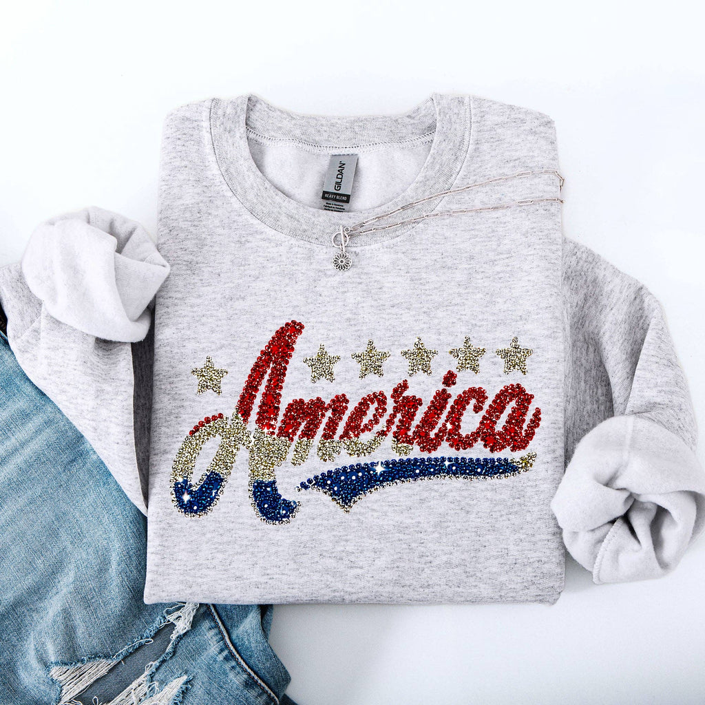 Glittery, America Stars and Stripes USA Patriotic - Adult & Kids T-Shirts, Sweatshirts & Hoodies apparel design preview 1