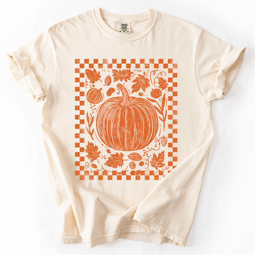 Checkered Pumpkin, Minimalist, Autumn, Fall, - Adult & Kids T-Shirts, Sweatshirts & Hoodies apparel design preview 1