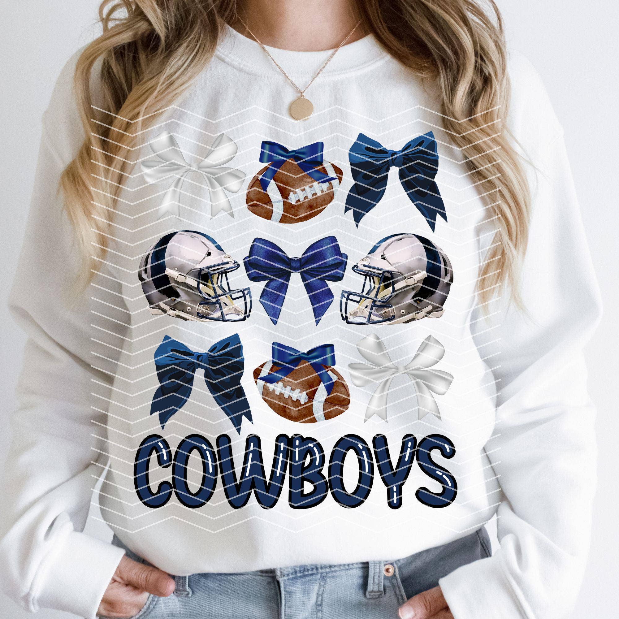 Coquette Cowboys Game Day Trendy Preppy Dallas Style - Adult & Kids T-Shirts, Sweatshirts & Hoodies apparel design preview 1